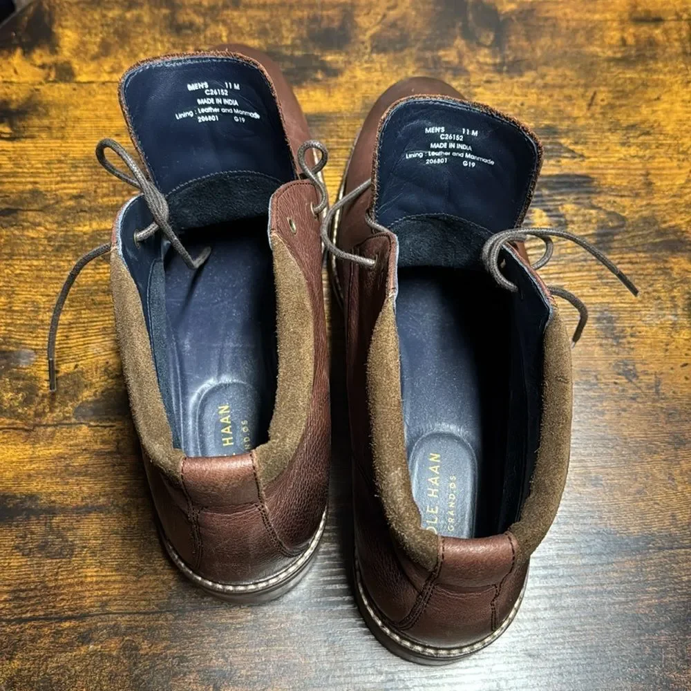 Cole Haan Boots Mens GrandOS Watson Chukka Comfort Brown Leather Lace Up Size 11